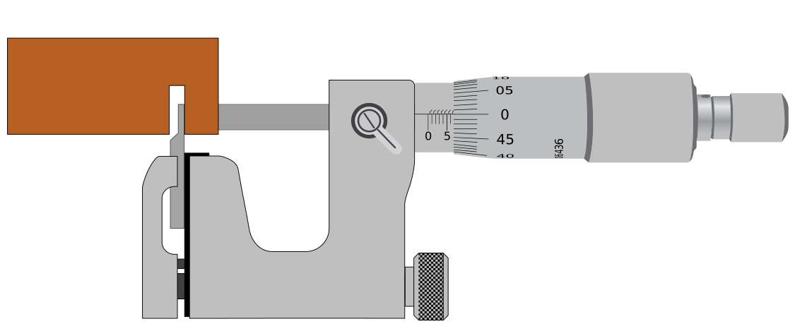 Zeichung der Nutabstandsmessung mit Universal-Bügelmessschraube 